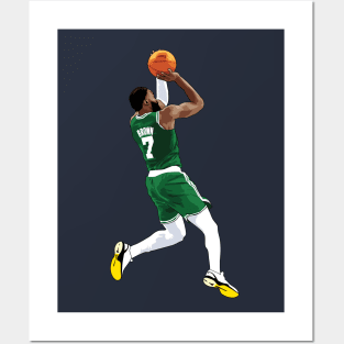 Jaylen Brown Green Shot Qiangy Posters and Art